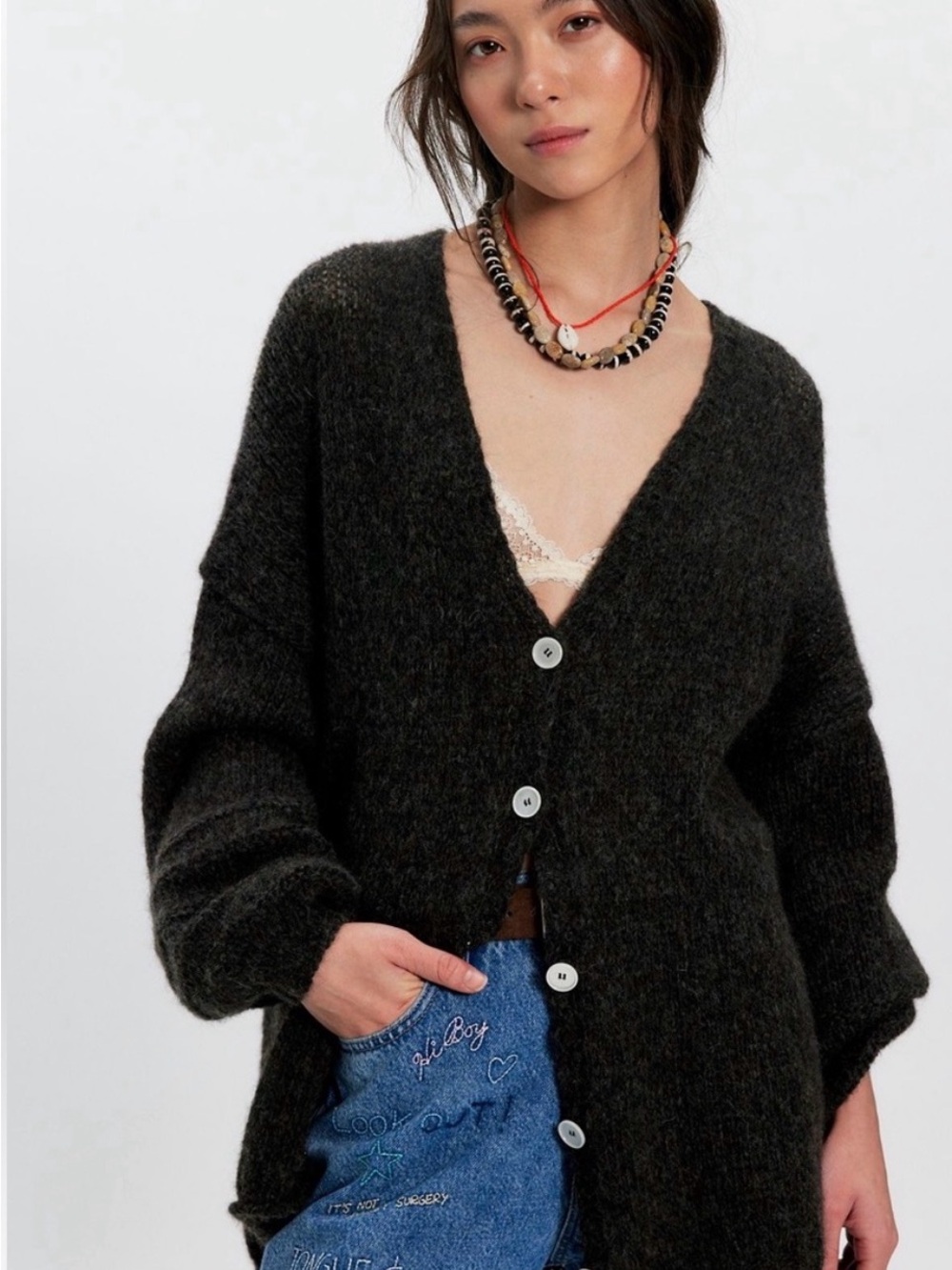 NWT Free People Marina Soft Spun Cardigan Sweater in Espresso